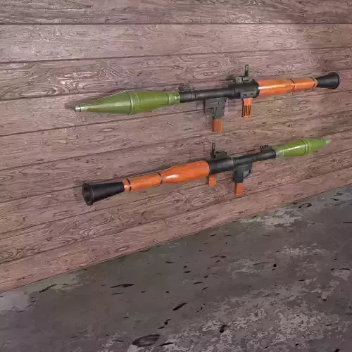 RPG-7 two grenade launchers on wooden wall