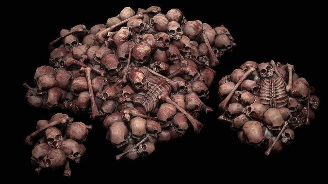 Pile of Bones and Skulls Set Low-poly 3D model 5