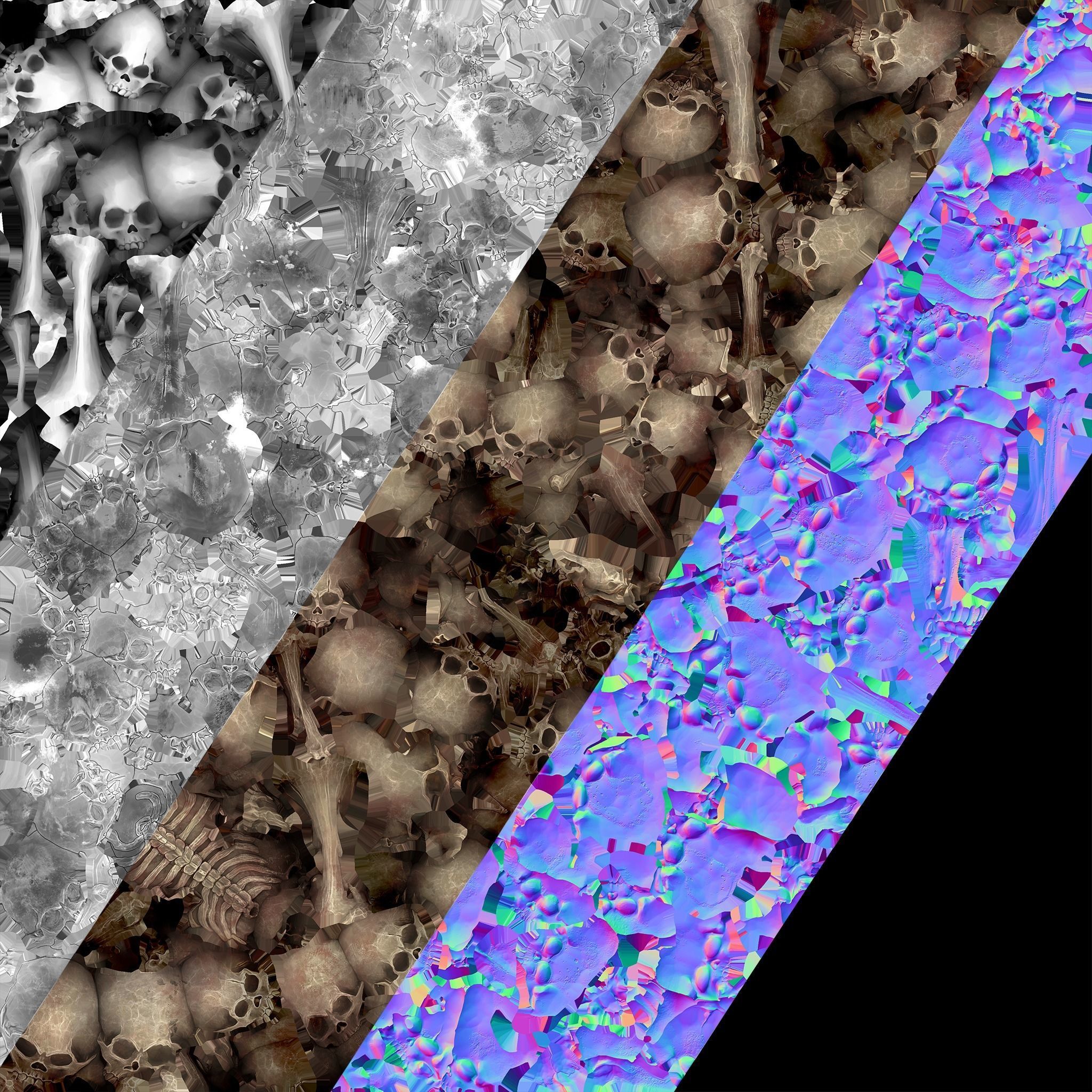 Pile of Bones and Skulls Set Low-poly 3D model_18