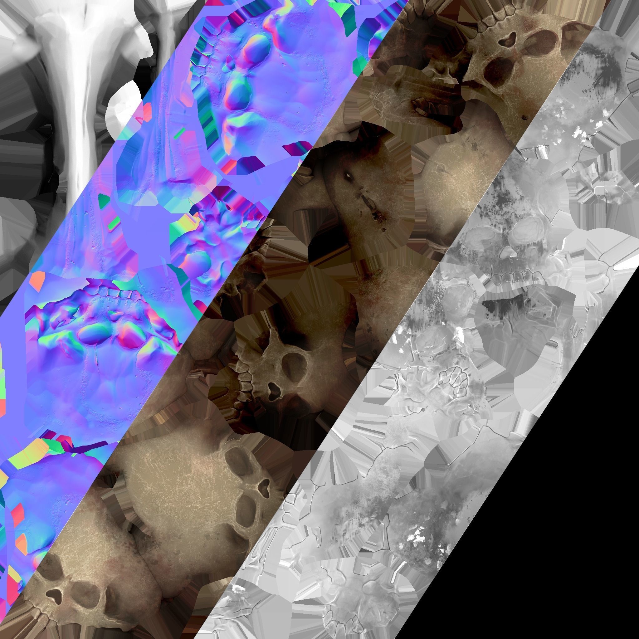 Pile of Bones and Skulls Set Low-poly 3D model_19