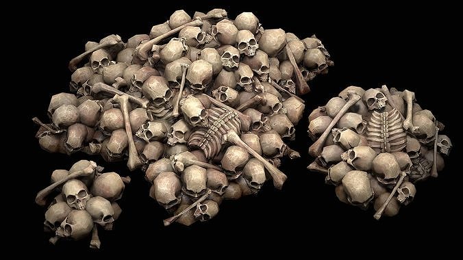 Pile of Bones and Skulls Set Low-poly 3D model 4