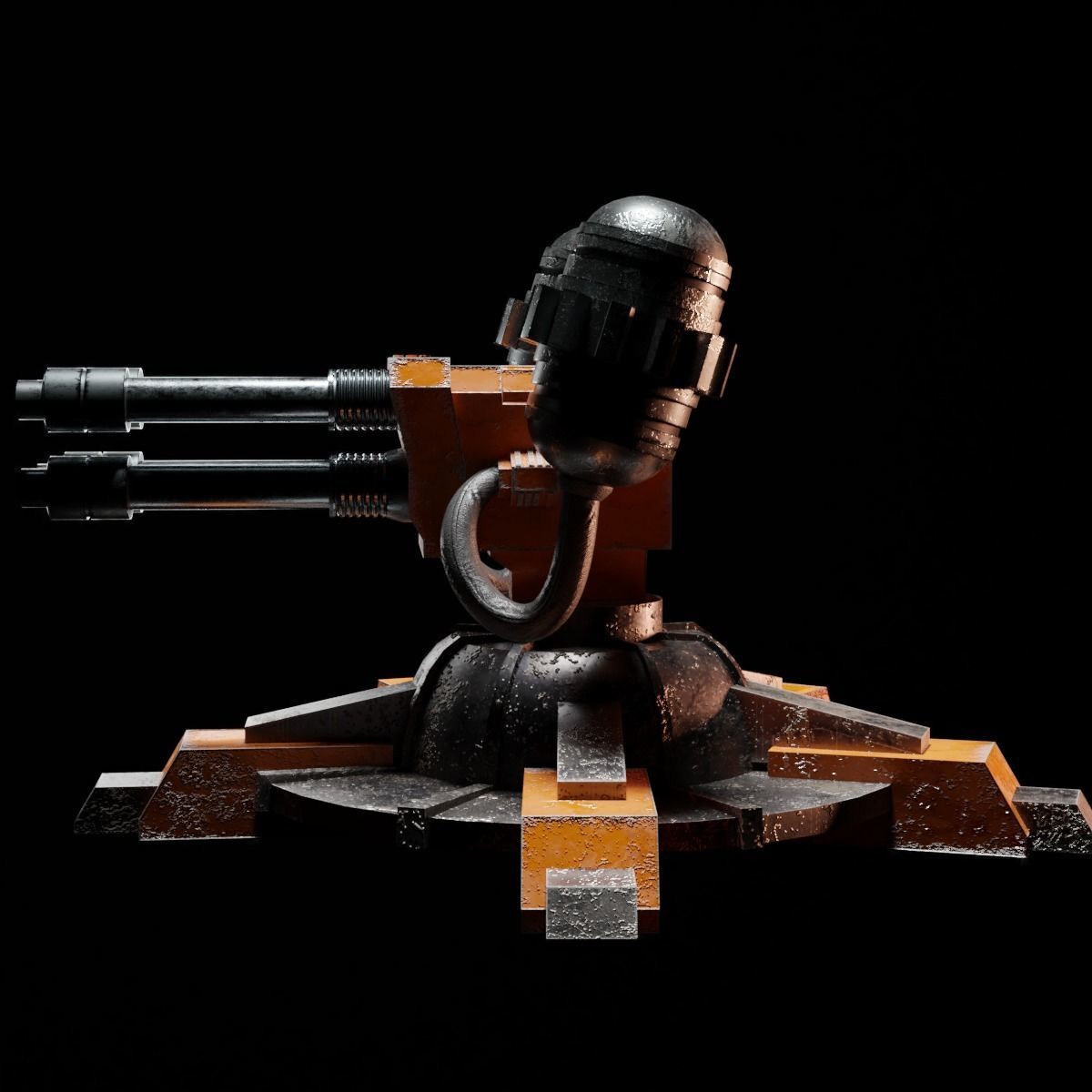 Sci-Fi Turret Low-poly 3D model_14