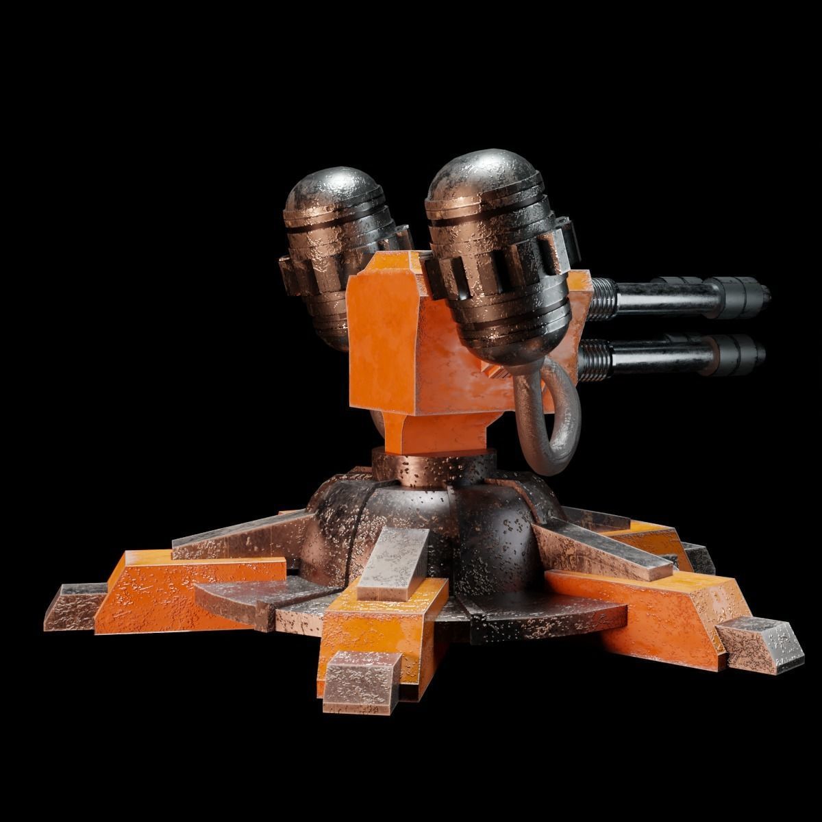 Sci-Fi Turret Low-poly 3D model_7