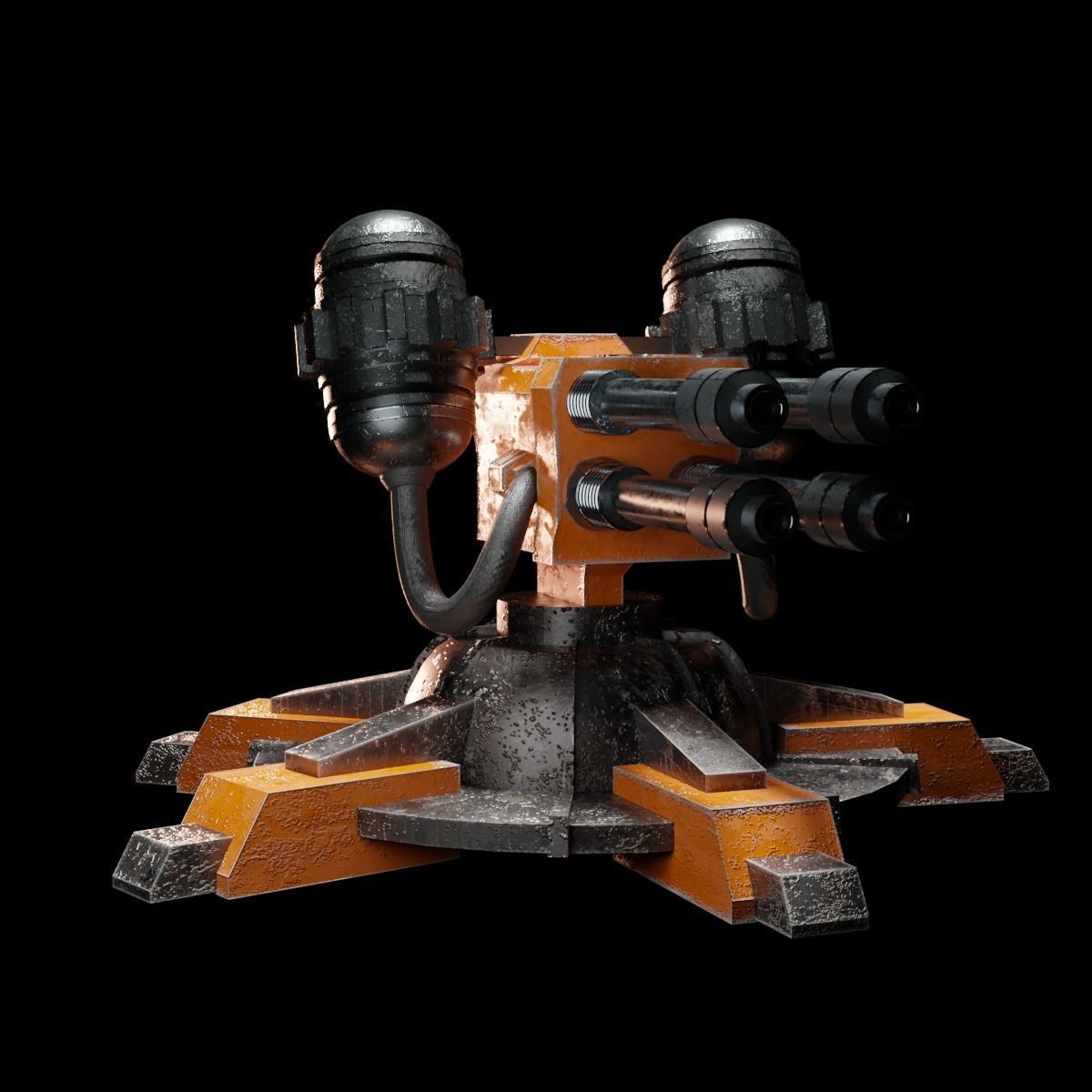 Sci-Fi Turret Low-poly 3D model_11