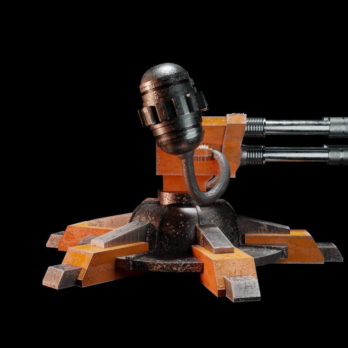 Sci-Fi Turret Low-poly 3D model_5