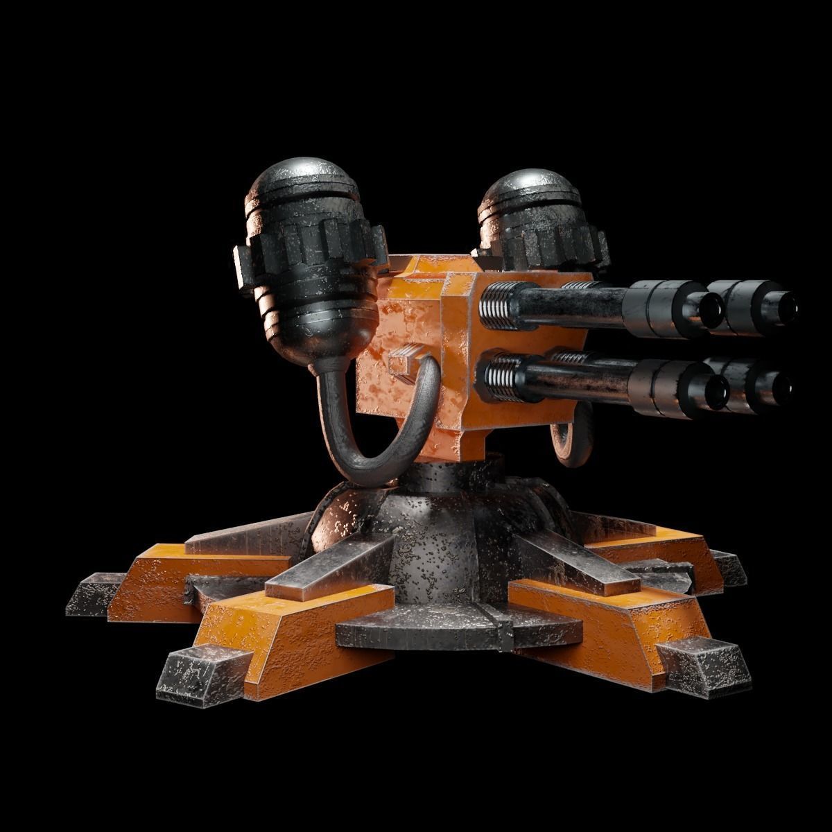 Sci-Fi Turret Low-poly 3D model_1