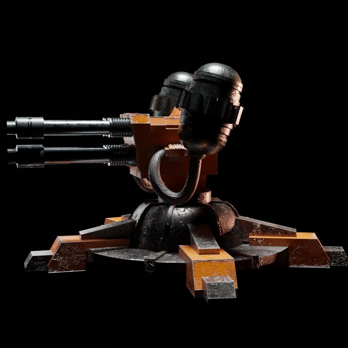 Sci-Fi Turret Low-poly 3D model_16