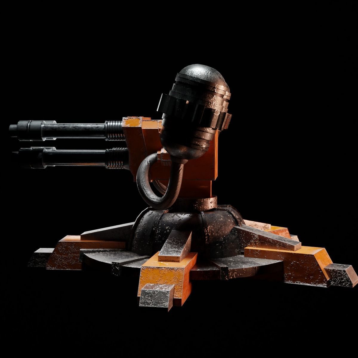 Sci-Fi Turret Low-poly 3D model_17