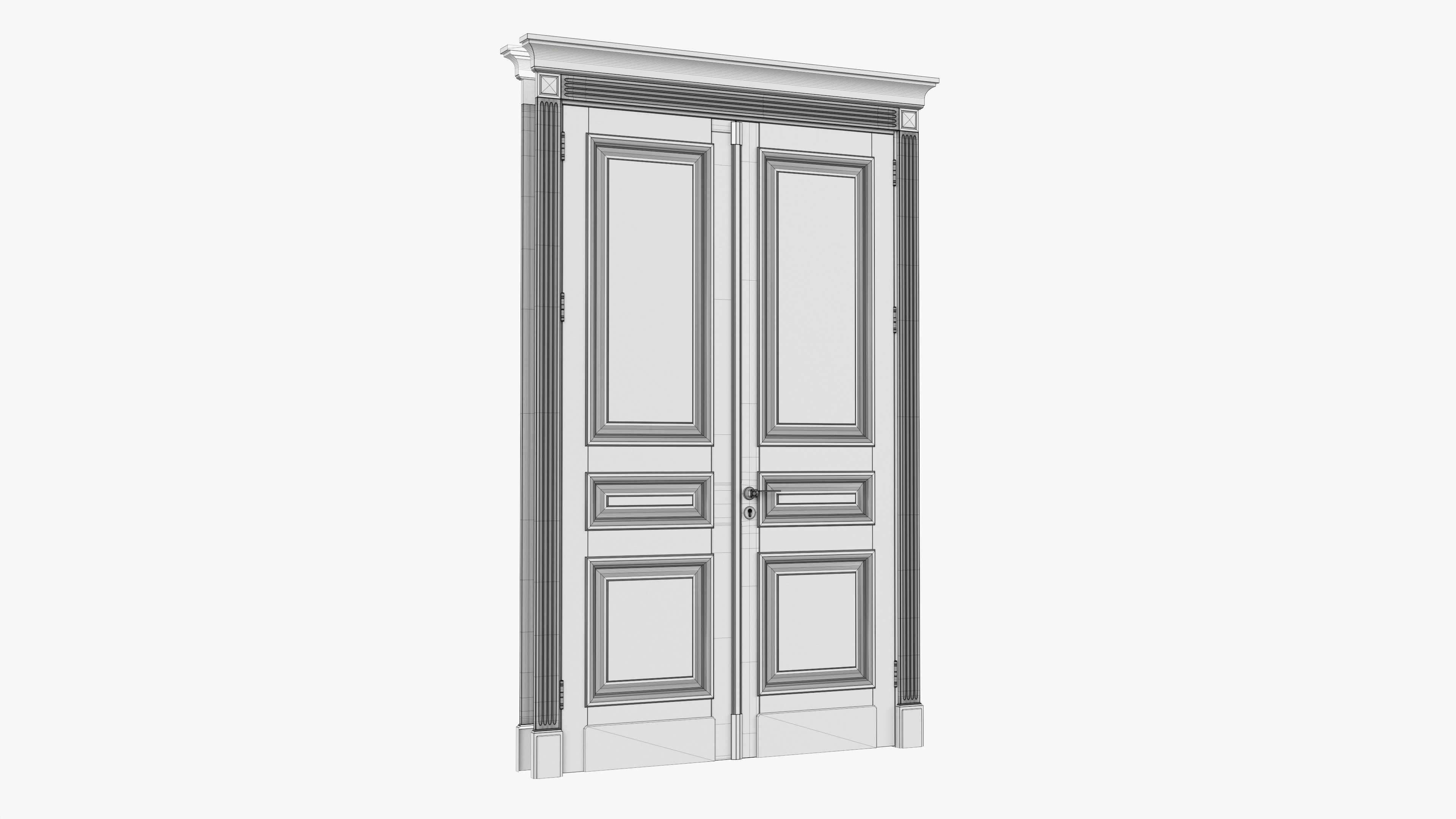 Door classic double 02 3D model_8