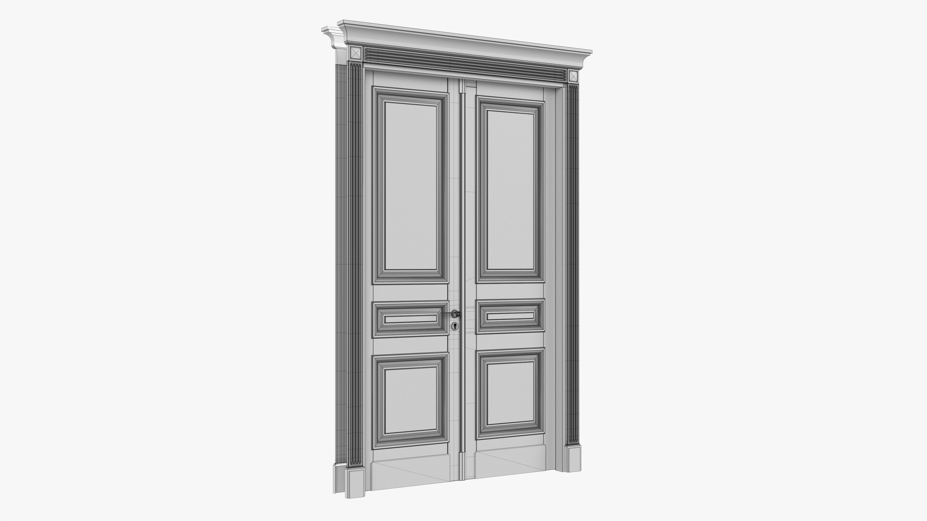 Door classic double 02 3D model_9
