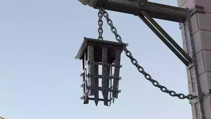 Metal hammered street lantern