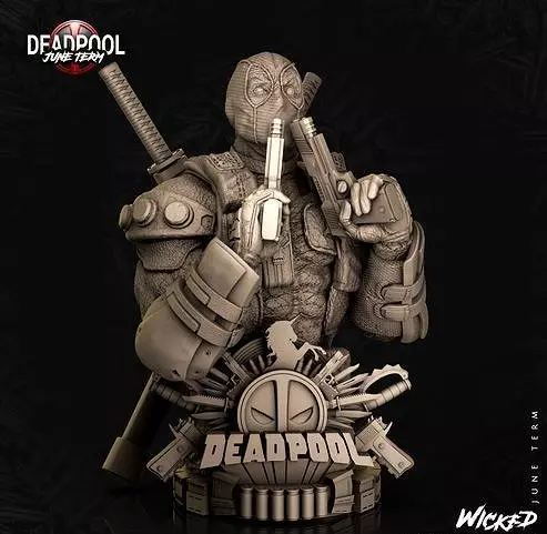 Wicked Marvel Deadpool Bust STLs 3D print model_0