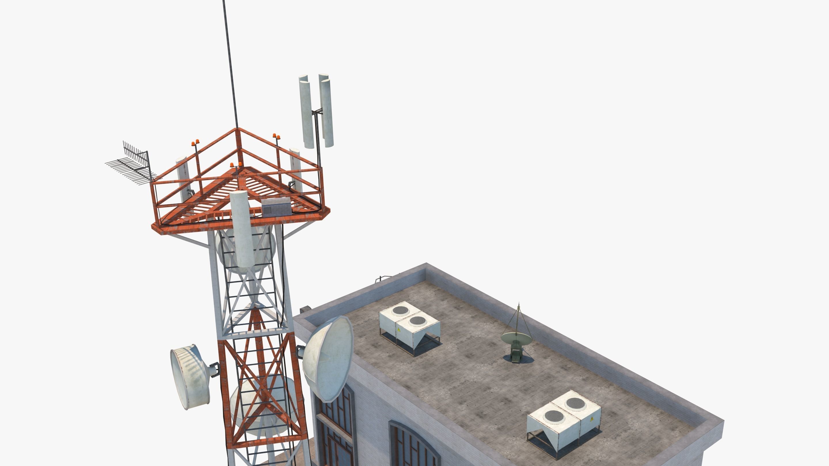 Radio Station - Communication Tower  Low-poly 3D model_8