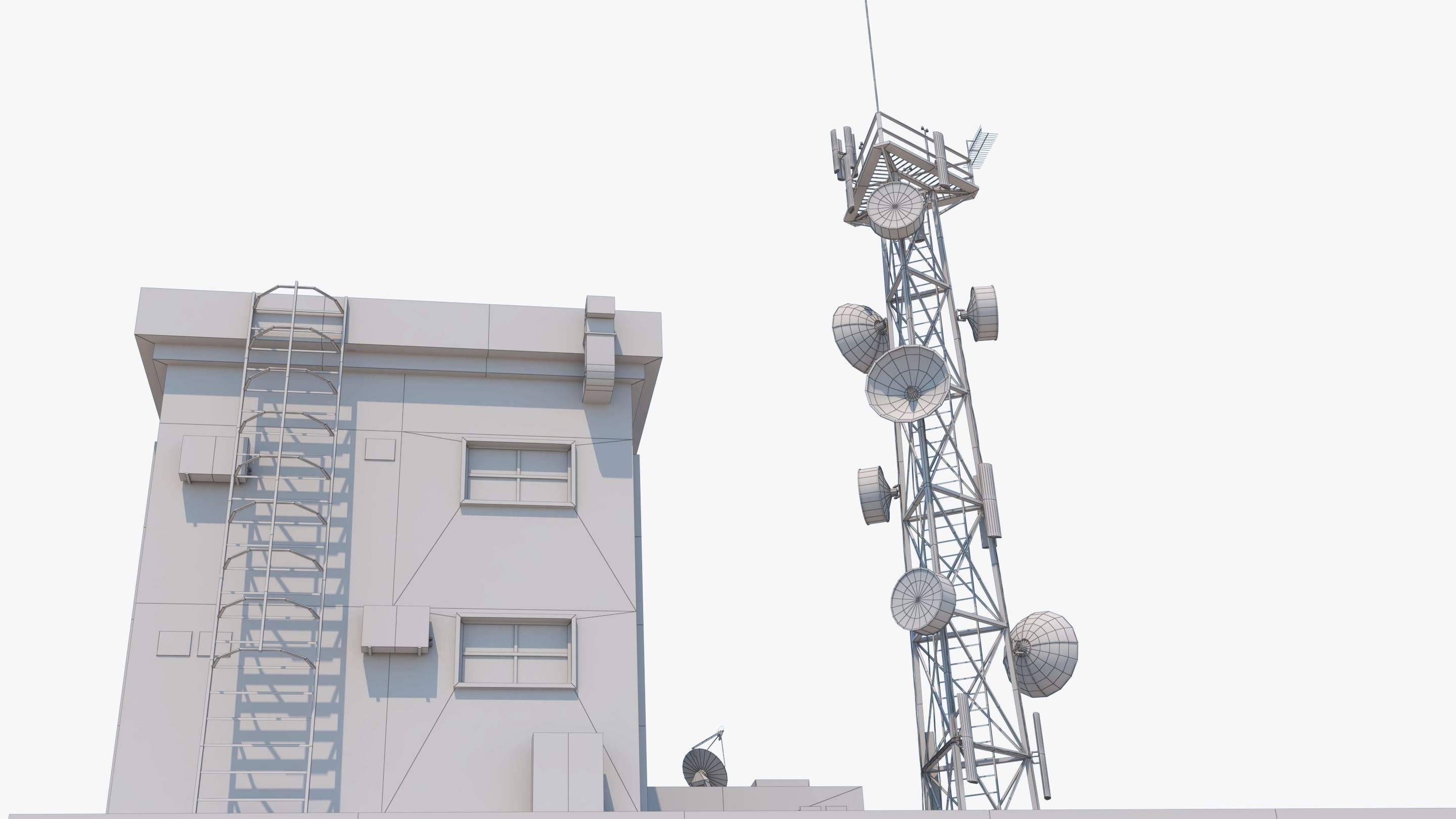 Radio Station - Communication Tower  Low-poly 3D model_5
