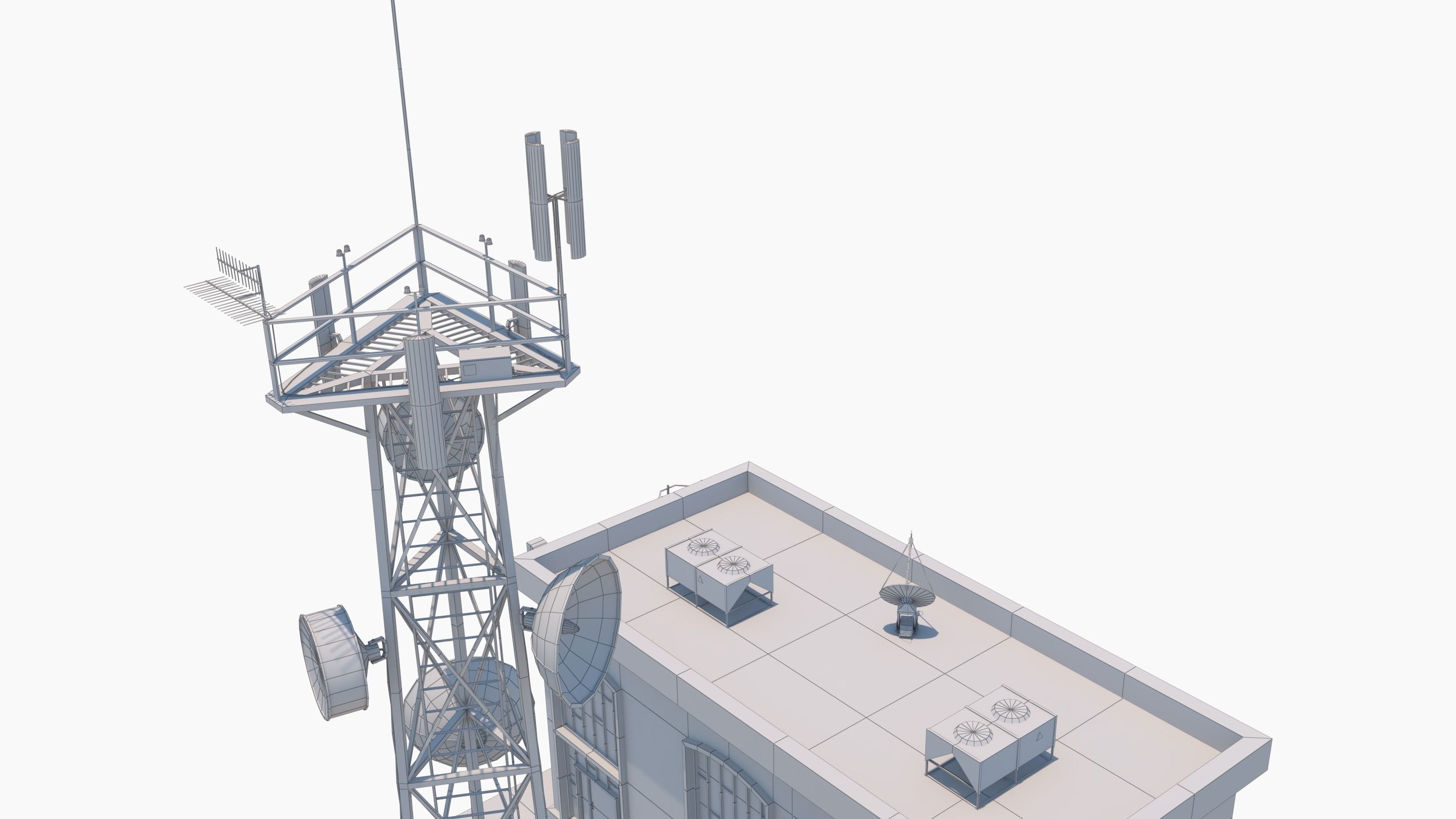 Radio Station - Communication Tower  Low-poly 3D model_9