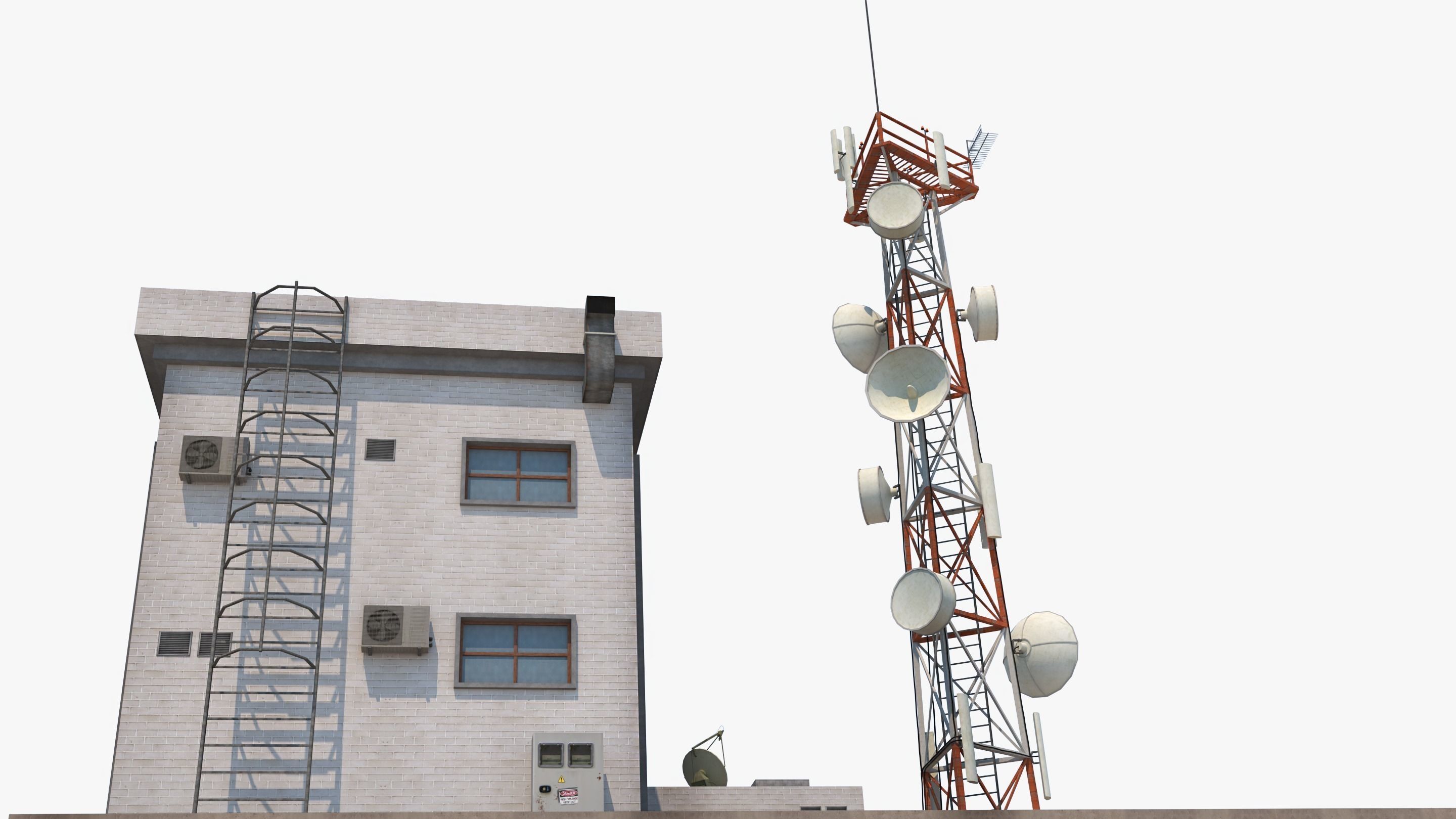 Radio Station - Communication Tower  Low-poly 3D model_4