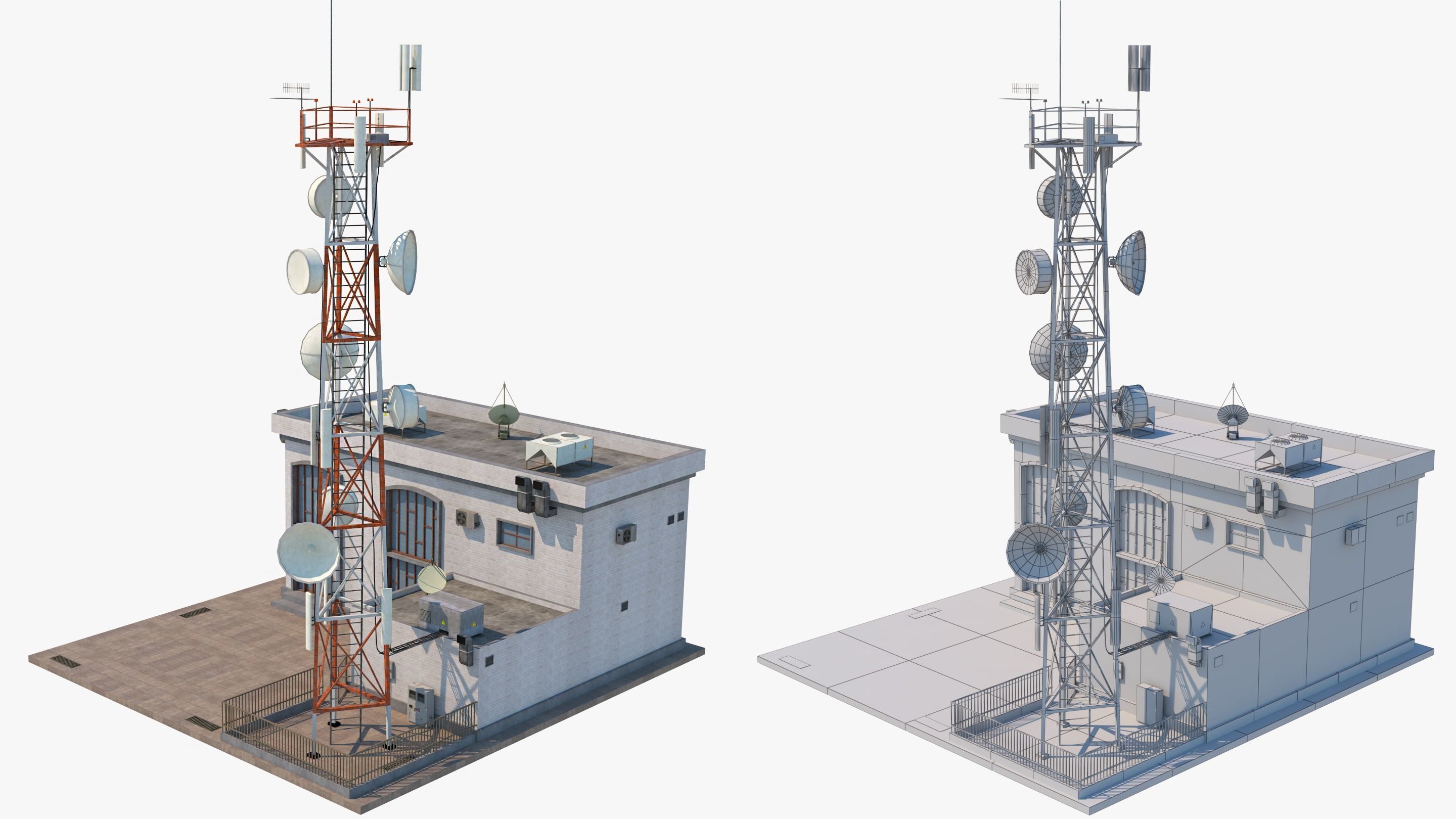 Radio Station - Communication Tower  Low-poly 3D model_2