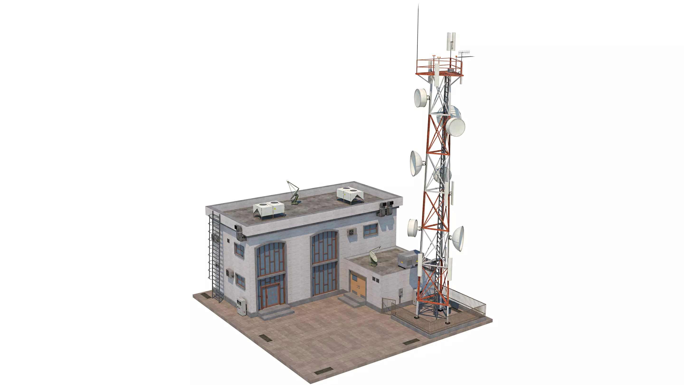 Radio Station - Communication Tower  Low-poly 3D model_0