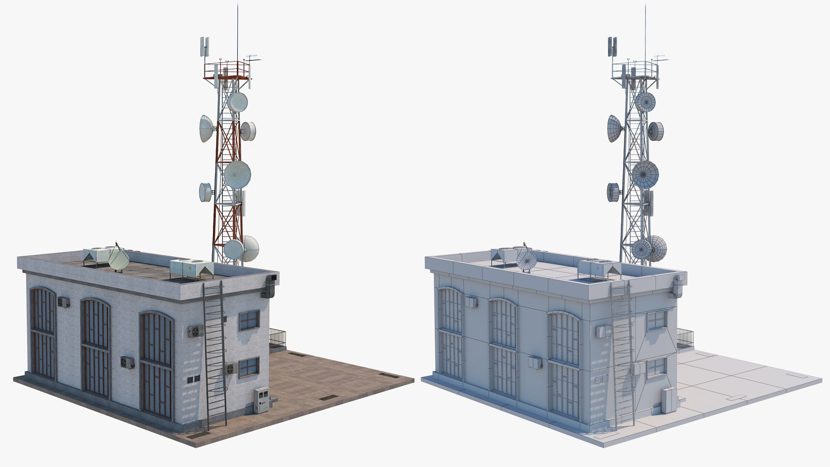 Radio Station - Communication Tower  Low-poly 3D model_3