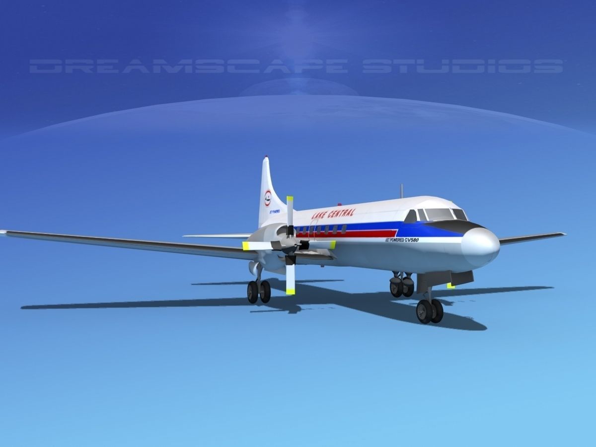Convair CV-580 Lake Central 3D model_2