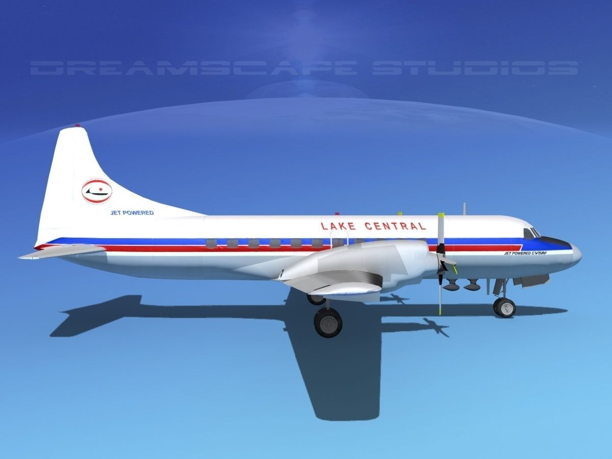 Convair CV-580 Lake Central 3D model_4