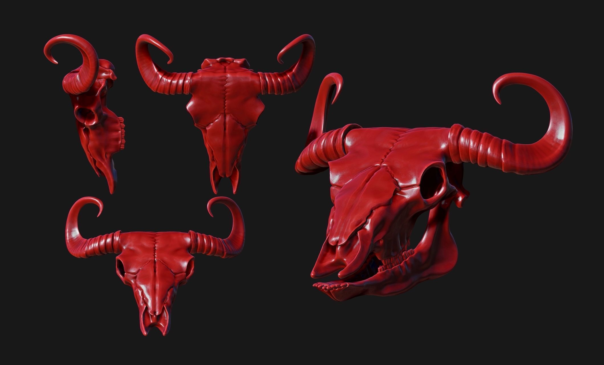 Bison Skull - CNC and 3D print model_7