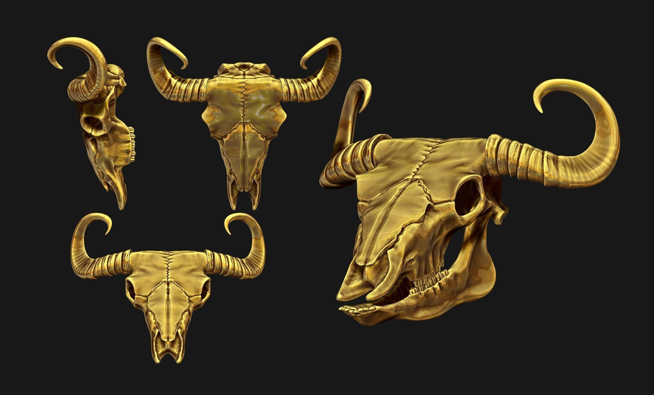 Bison Skull - CNC and 3D print model_4