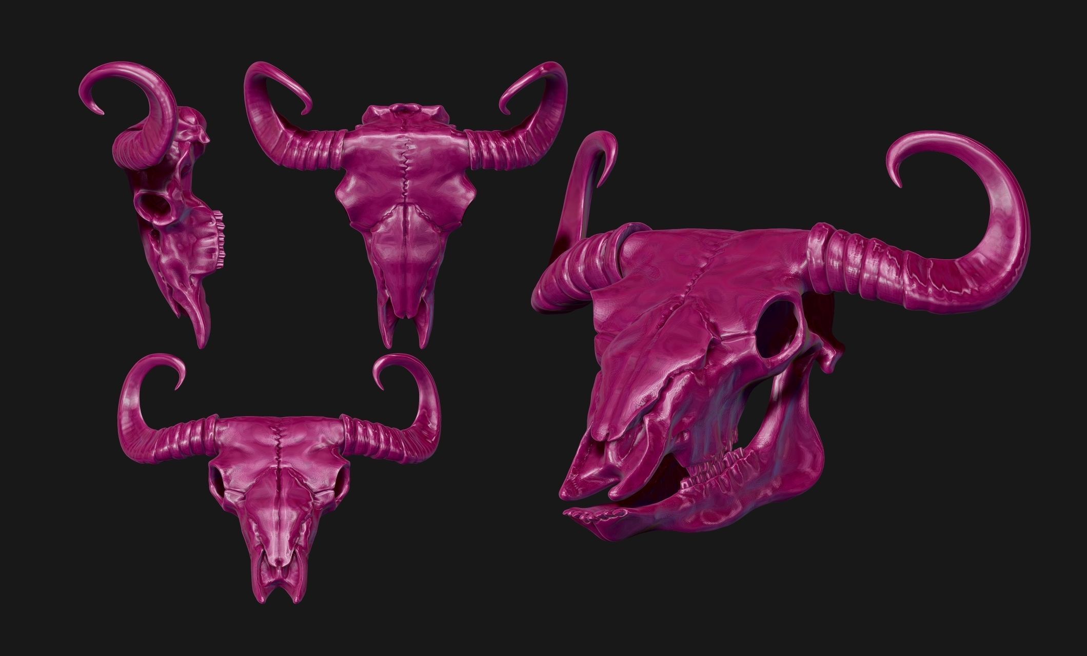 Bison Skull - CNC and 3D print model_8