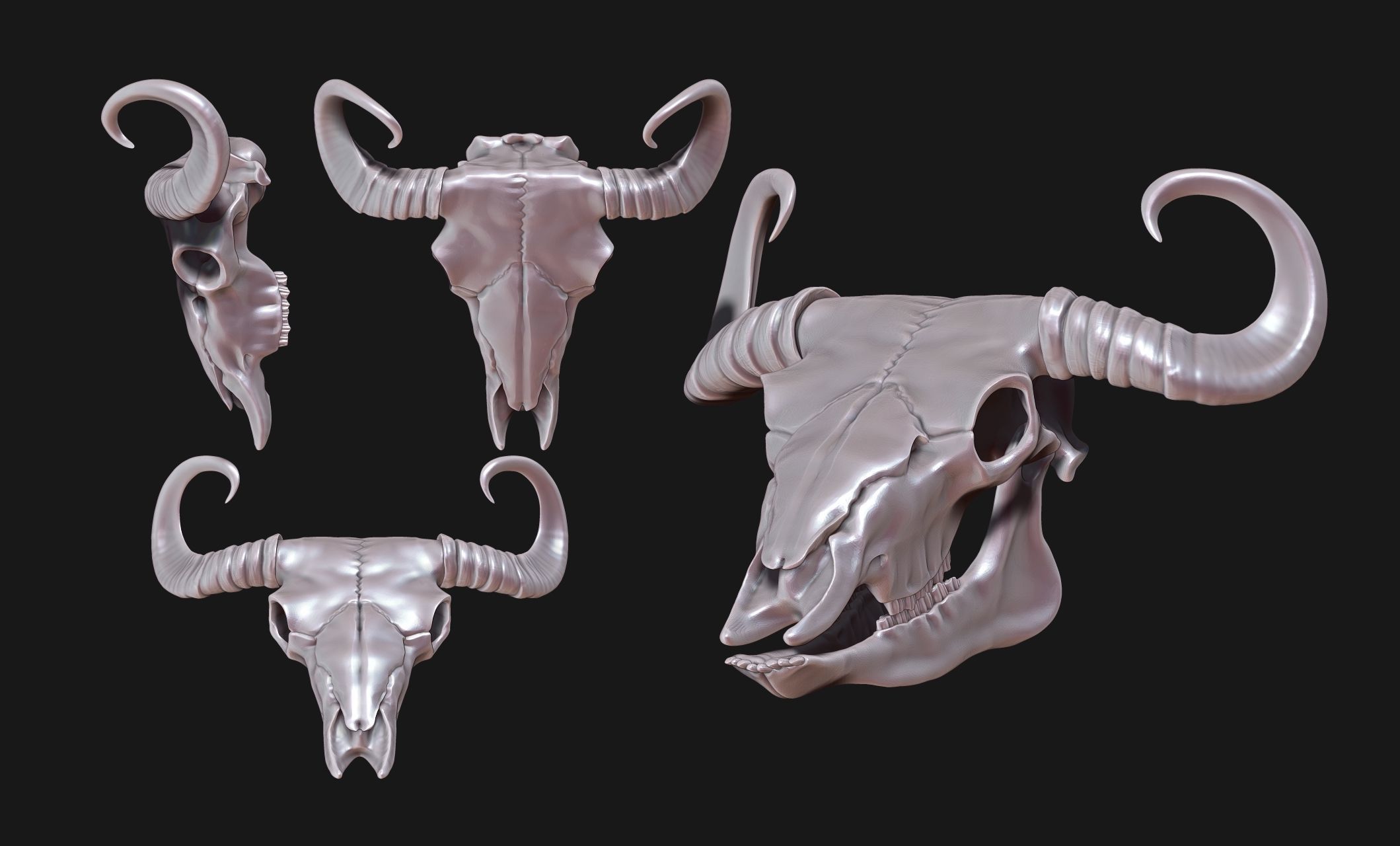 Bison Skull - CNC and 3D print model_10