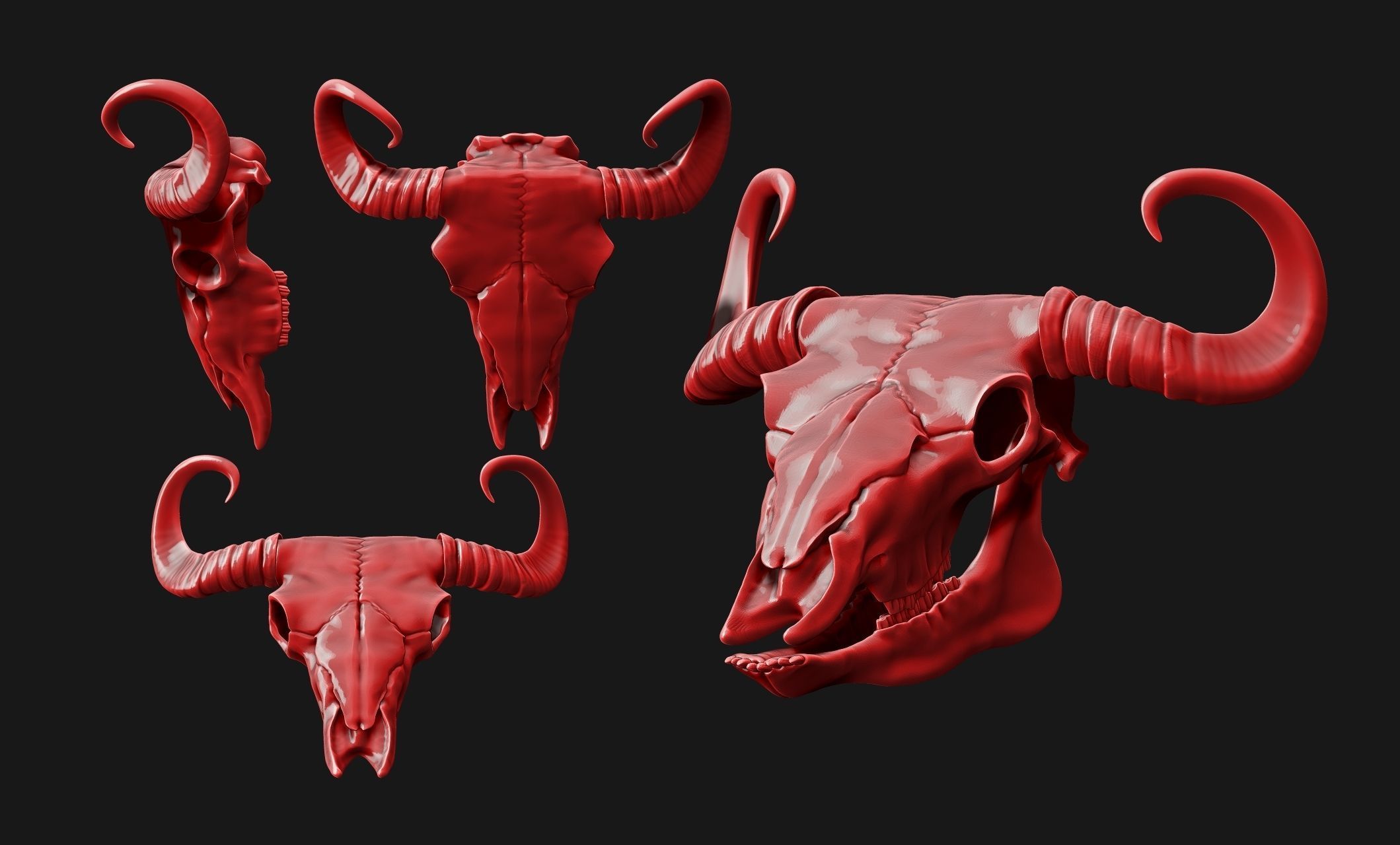 Bison Skull - CNC and 3D print model_11