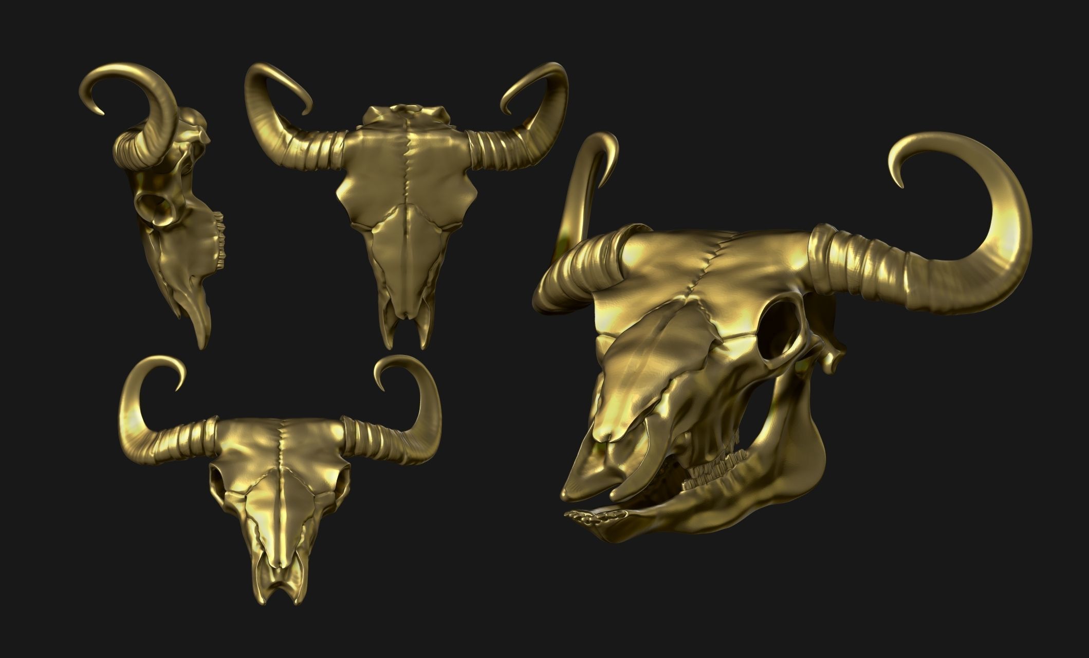 Bison Skull - CNC and 3D print model_14