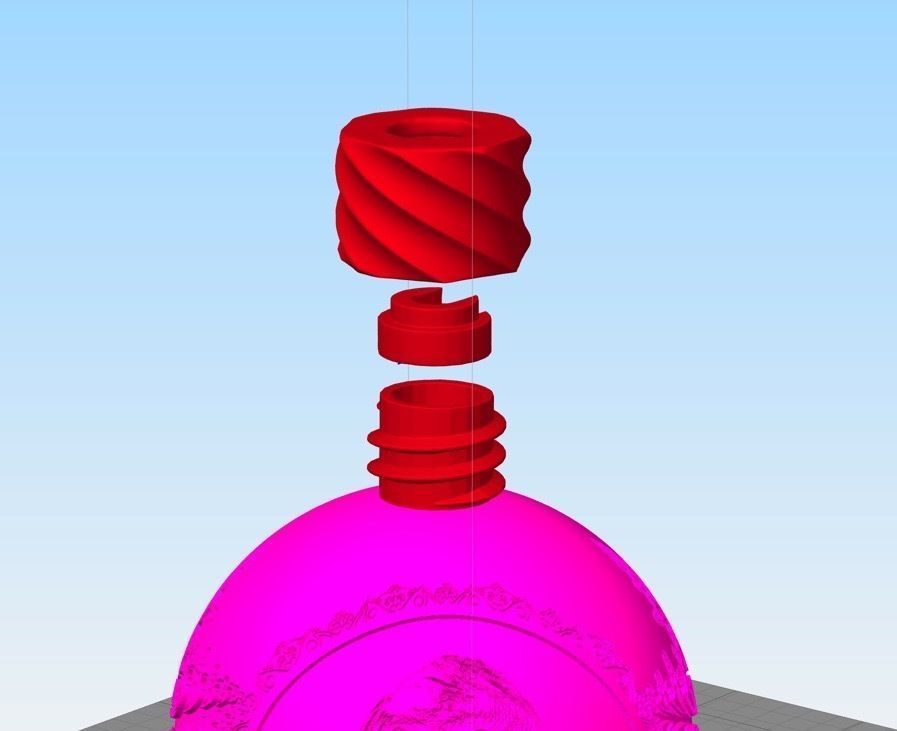 Threaded Insert and topper for Lithophane bulb 3D print model_1