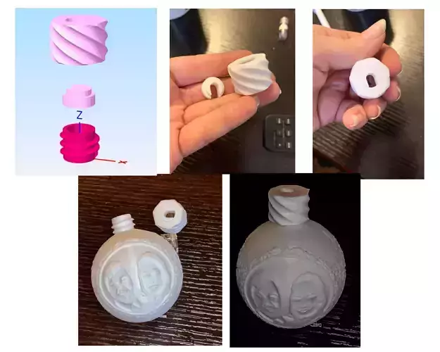Threaded Insert and topper for Lithophane bulb 3D print model