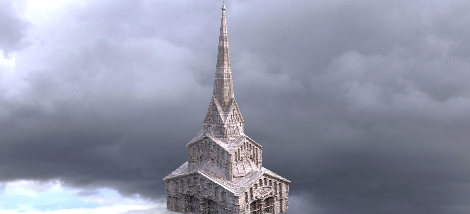 Art Deco Architecture Tower 3D model_7