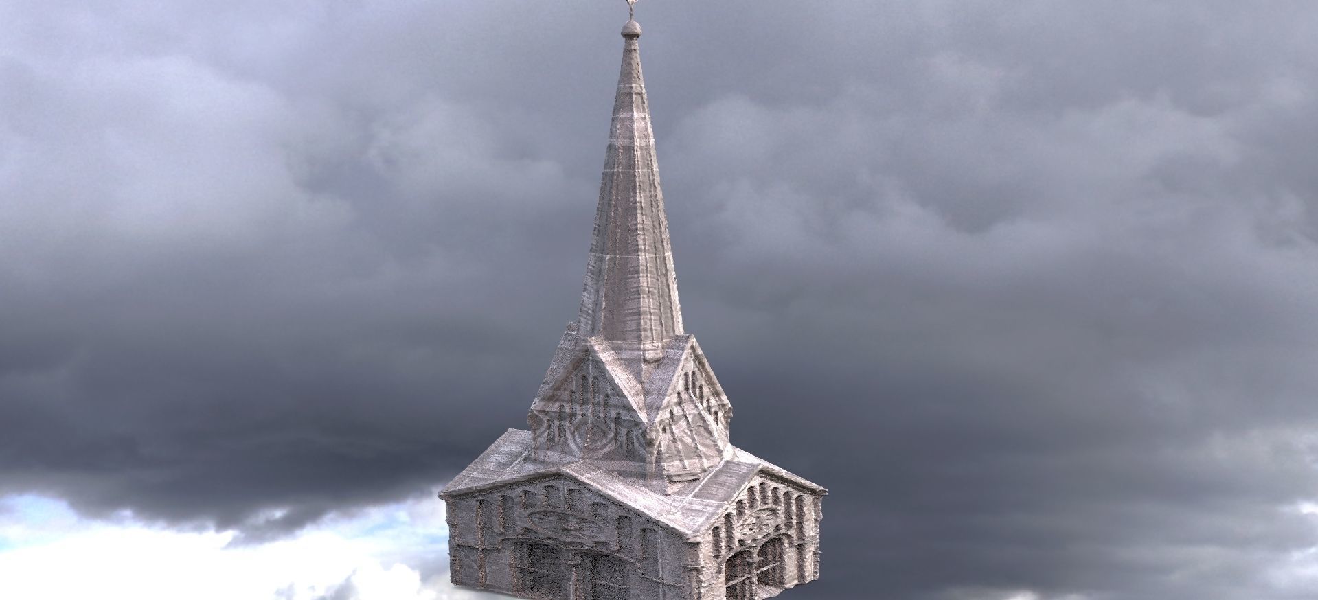 Art Deco Architecture Tower 3D model_6