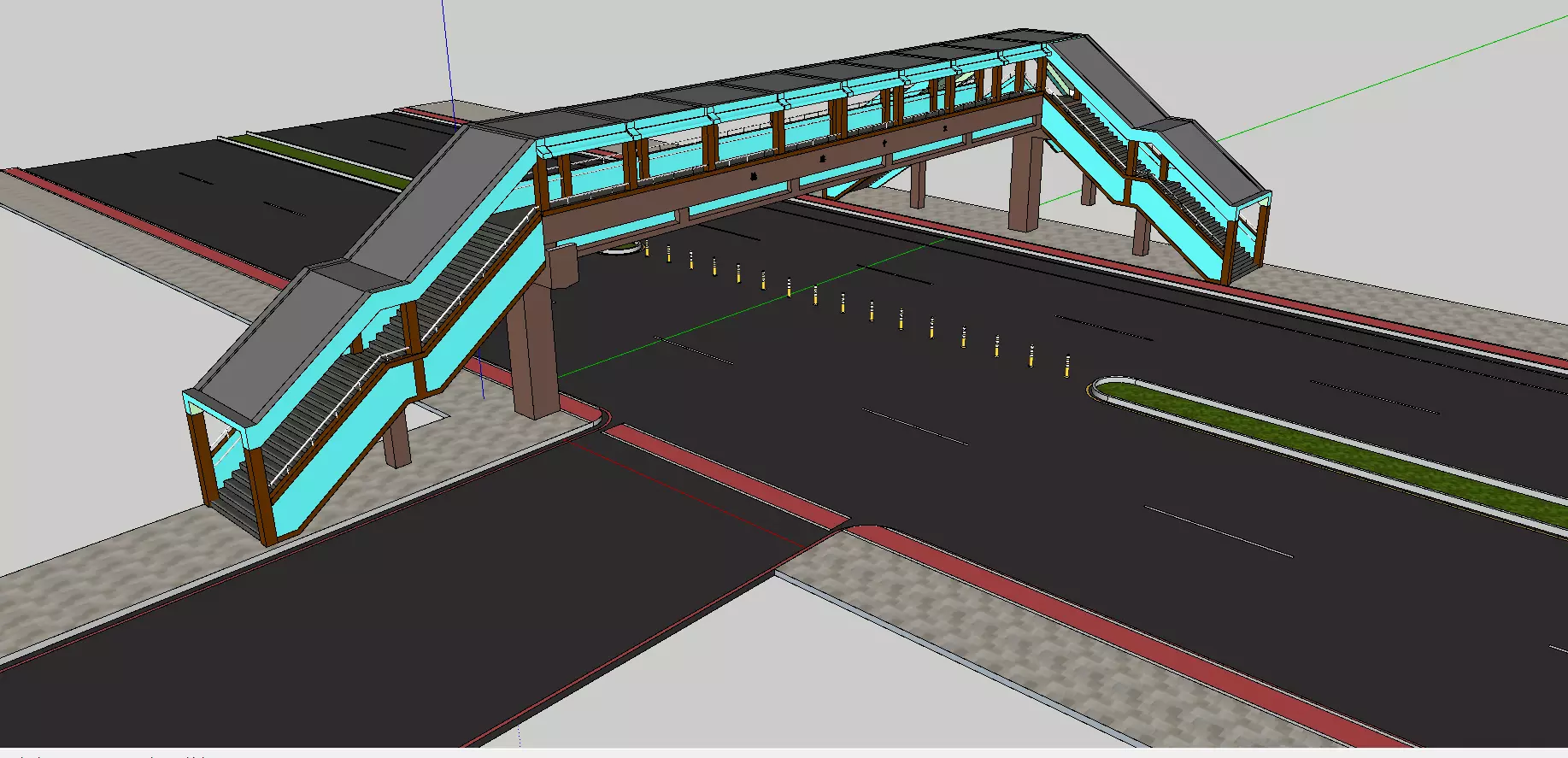 Skywalker bridge over road Free 3D model_0