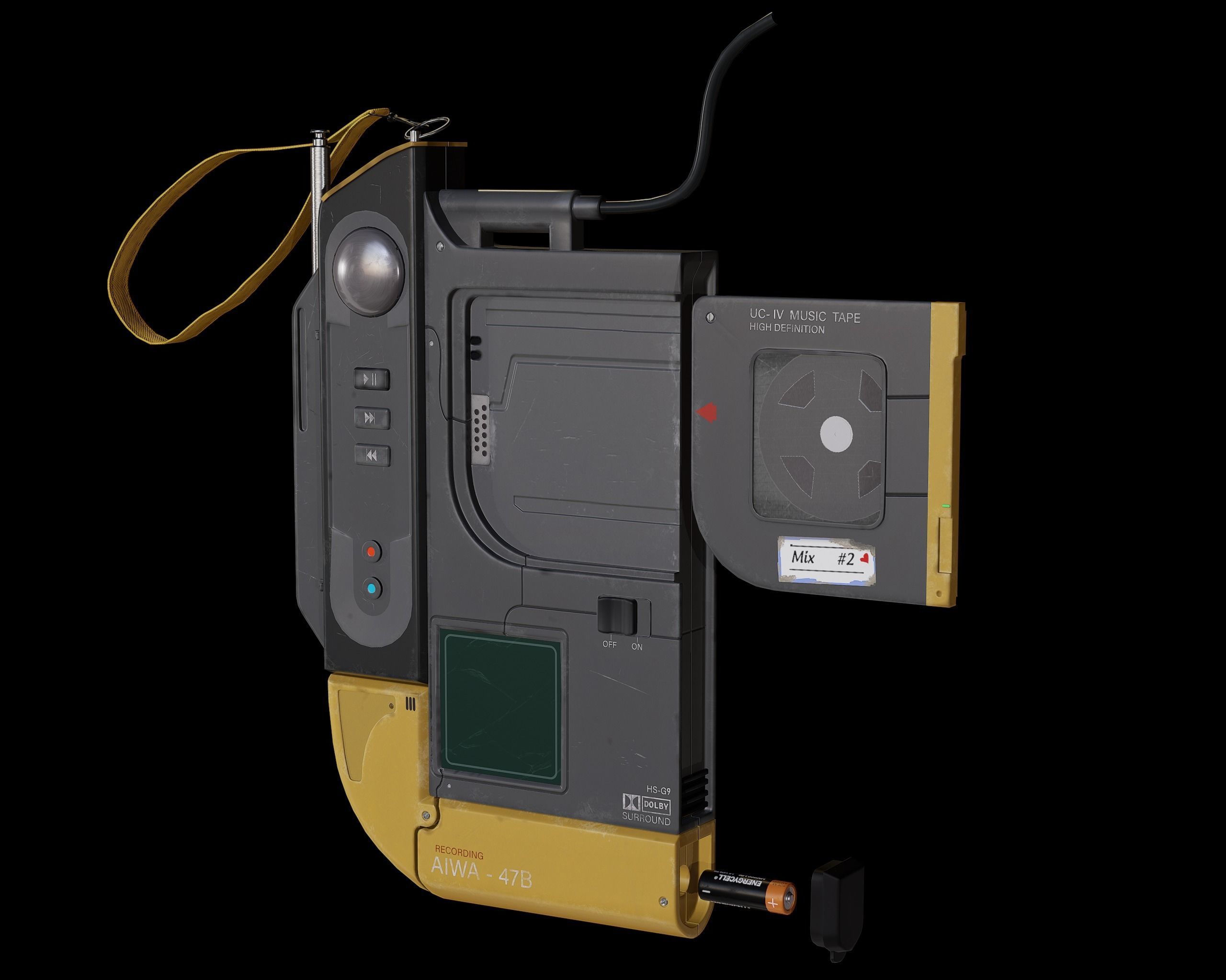  Sci Fi Walkman   AIWA Low-poly 3D model_6