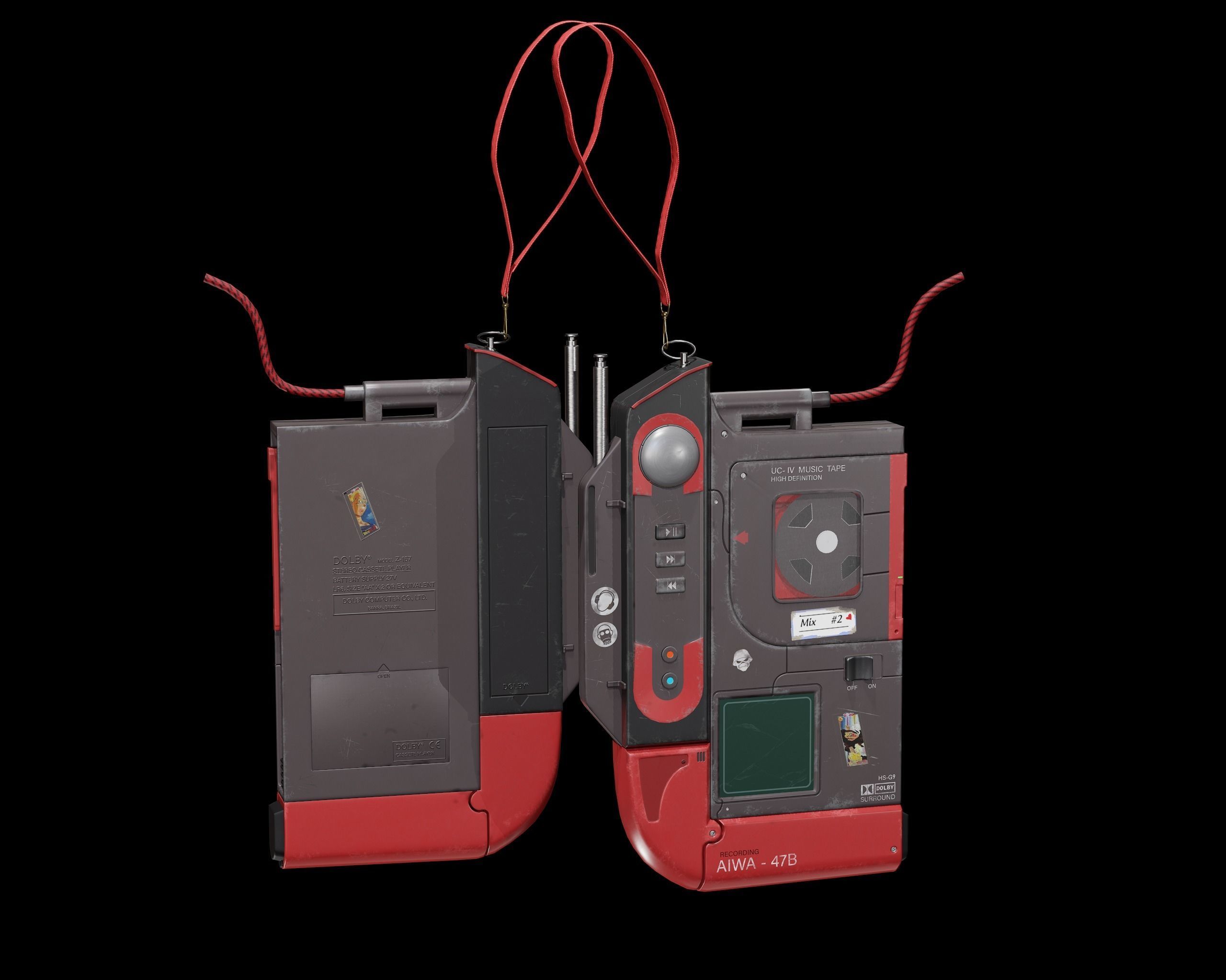  Sci Fi Walkman   AIWA Low-poly 3D model_3