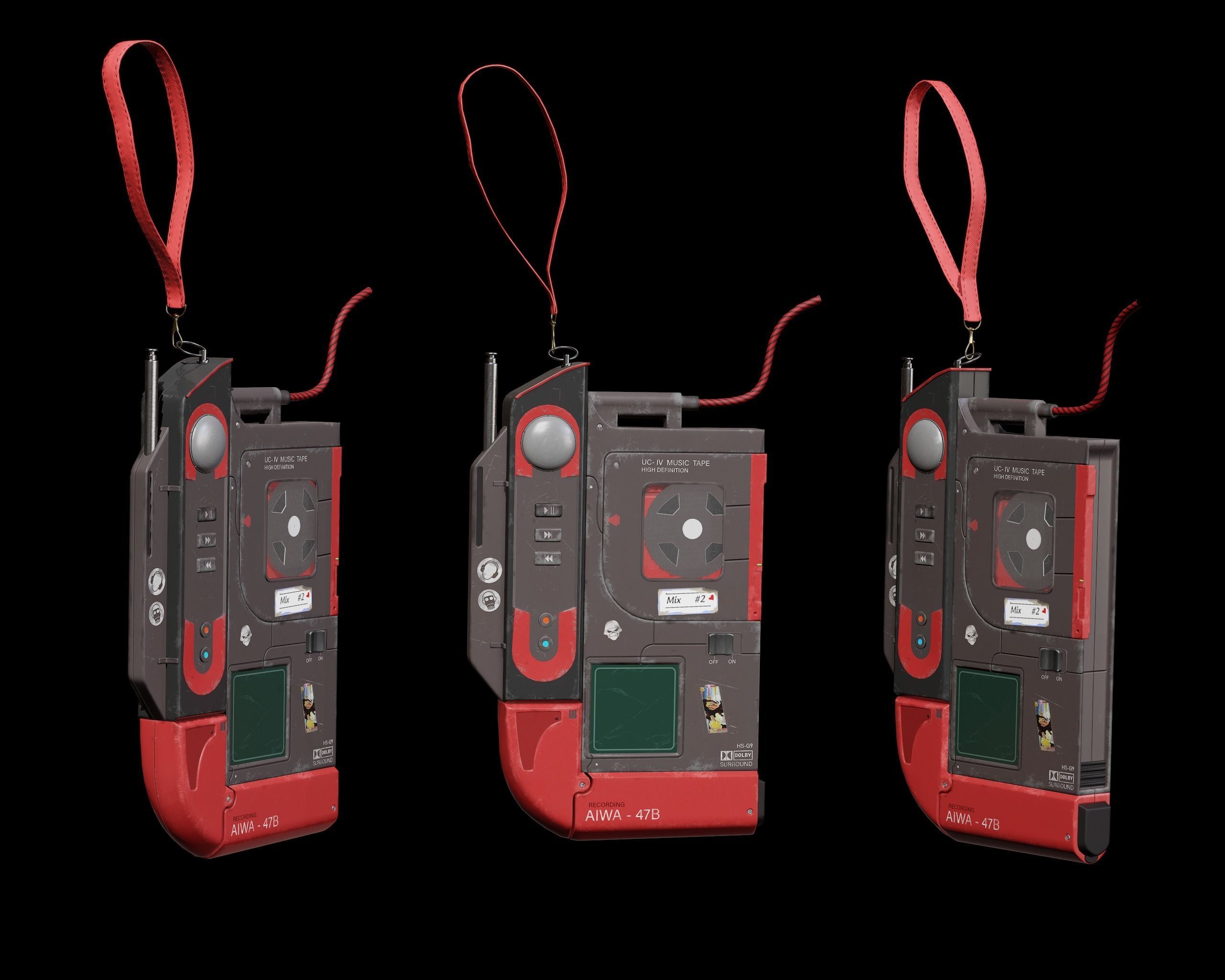  Sci Fi Walkman   AIWA Low-poly 3D model_7