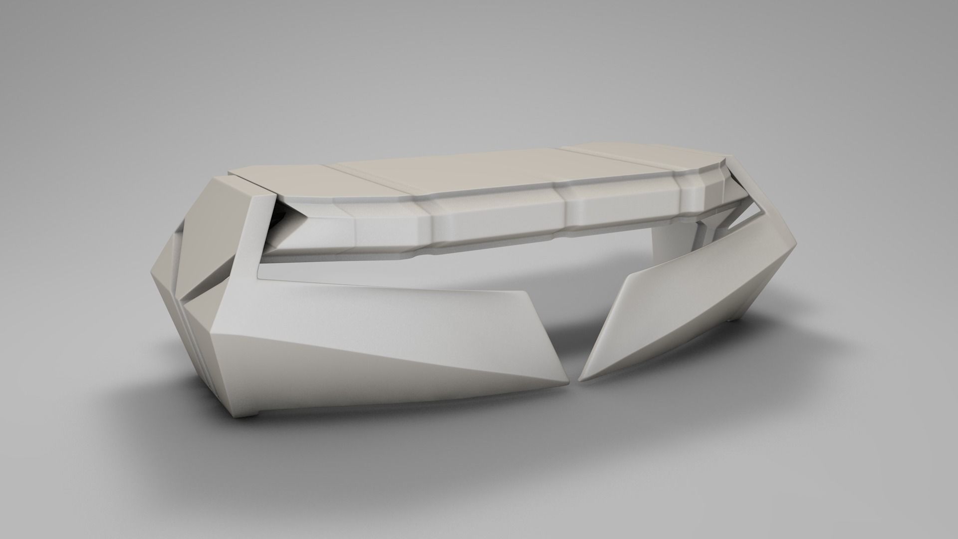 Futuristic space office desk 3D model_3