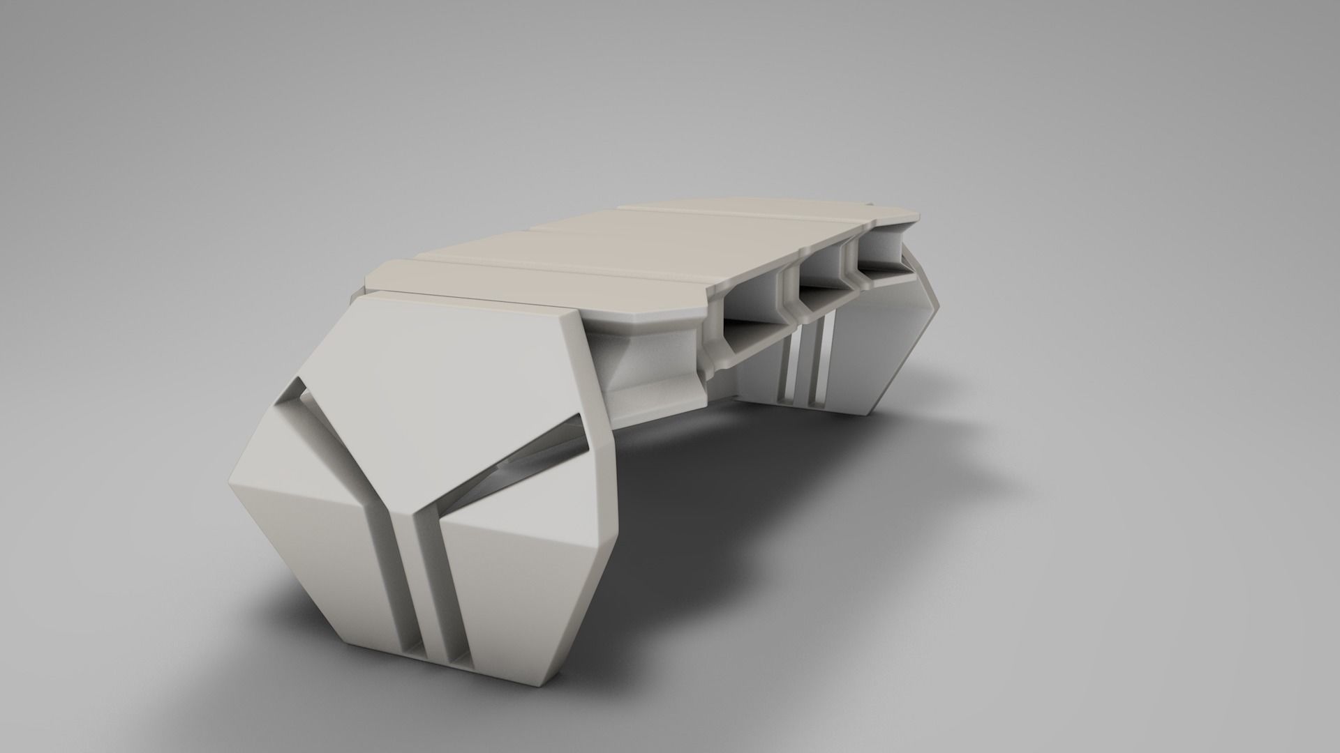 Futuristic space office desk 3D model_4