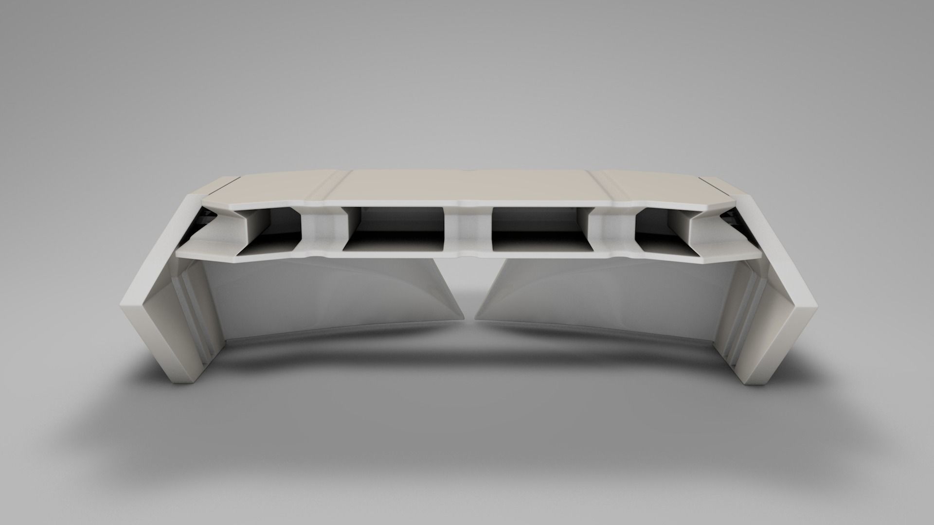 Futuristic space office desk 3D model_1