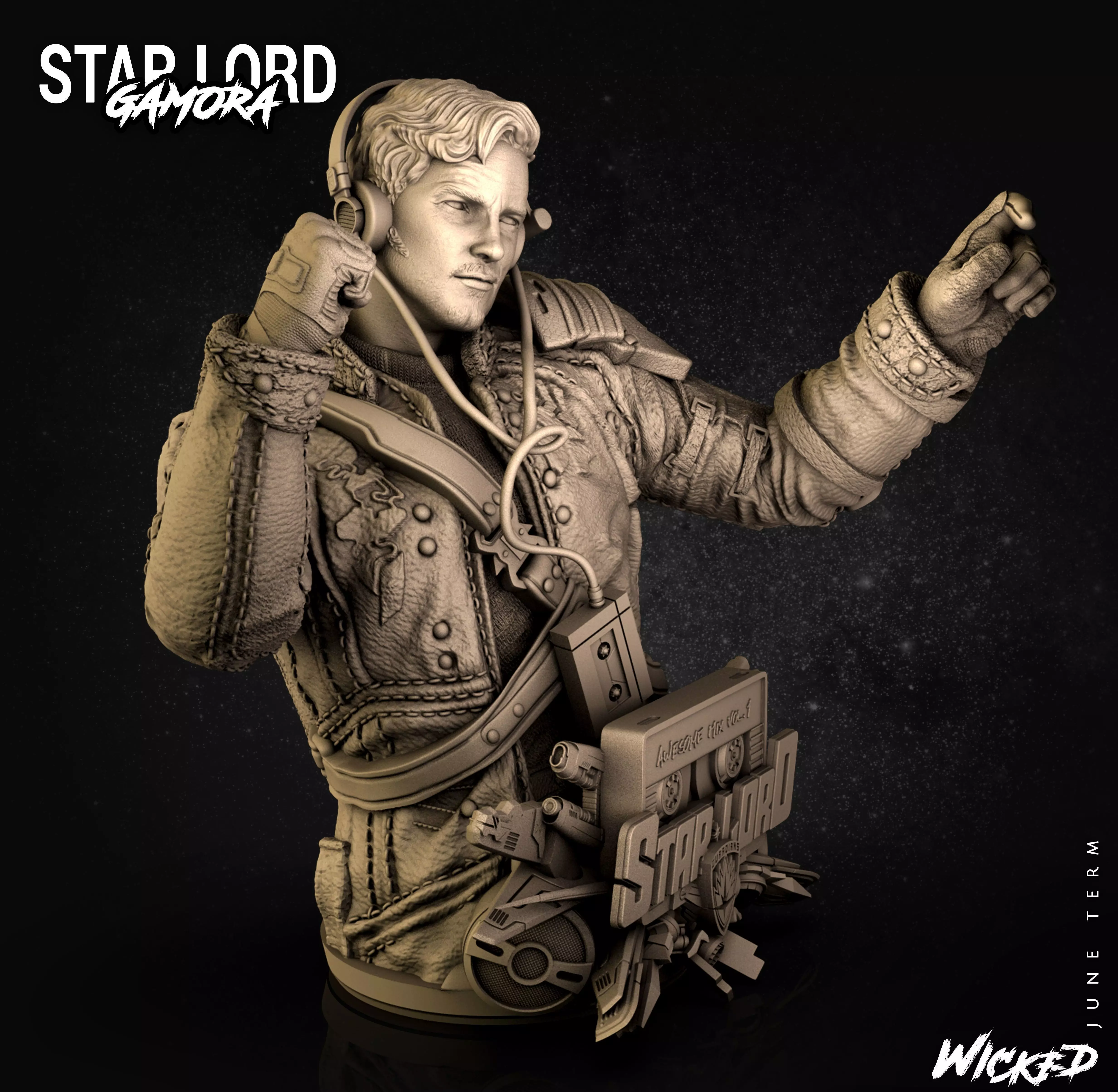Wicked Marvel Star-Lord Bust STLs 3D print model