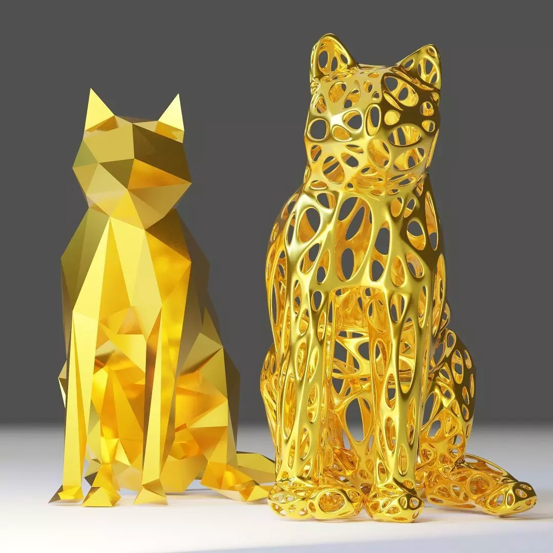 Stylized cat for 3D printing polygonal and mesh 3D print model