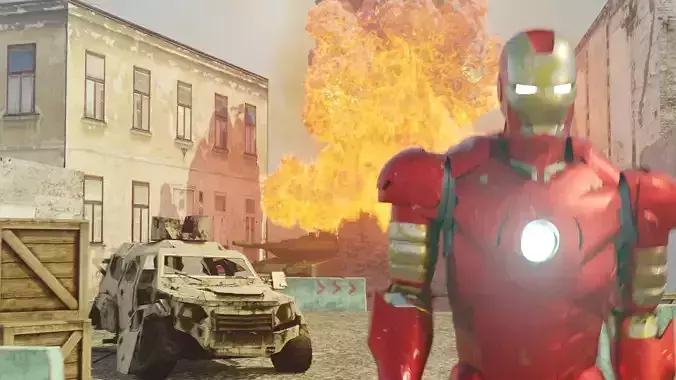 Ironman Animation and Rigged Scene 3D model
