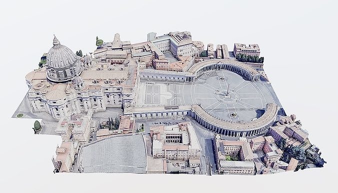 St Peters Square-San Pietro- Vatican Low-poly 3D model 5