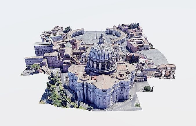 St Peters Square-San Pietro- Vatican Low-poly 3D model 6