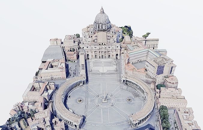 St Peters Square-San Pietro- Vatican Low-poly 3D model 3