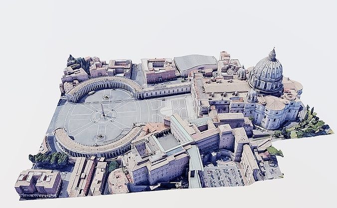 St Peters Square-San Pietro- Vatican Low-poly 3D model 4