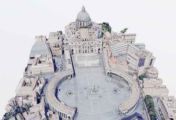 St Peters Square-San Pietro- Vatican Low-poly 3D model 2